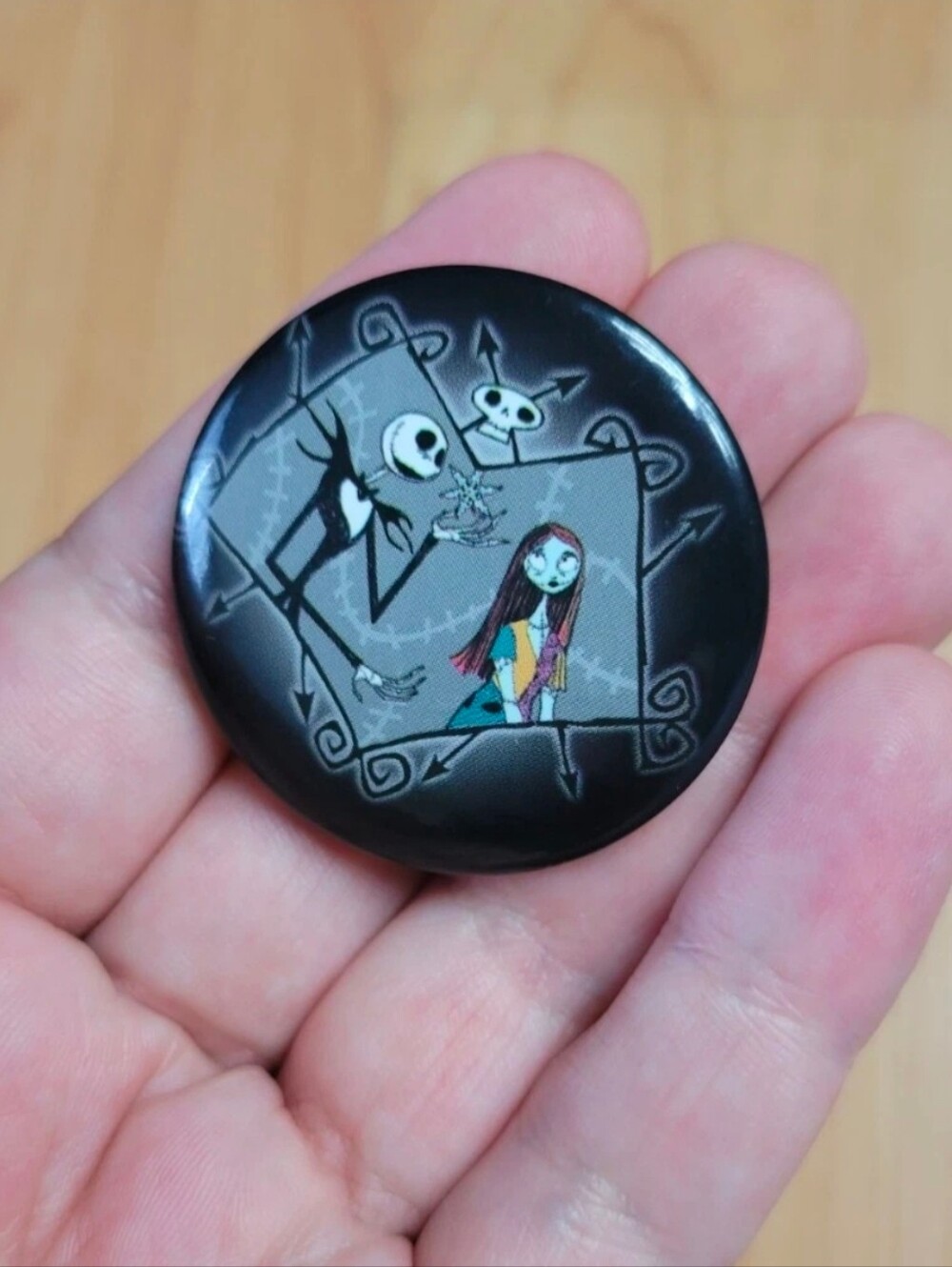 The Nightmare Before Christmas Jack and Sally pinback button